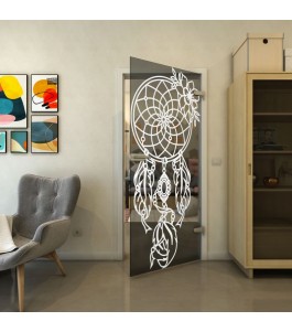 Ganzglastür - Fineprint Model 125 Weiss auf Grauglas