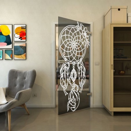 Ganzglastür - Fineprint Model 125 Weiss auf Grauglas