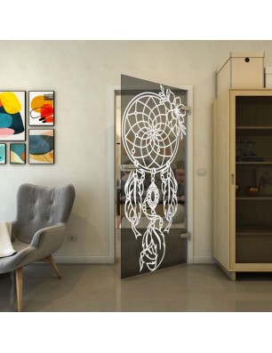 Ganzglastür - Fineprint Model 125 Weiss auf Grauglas