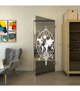 Ganzglastür - Fineprint Model 127 Weiss auf Grauglas