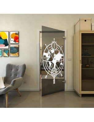 Ganzglastür - Fineprint Model 127 Weiss auf Grauglas