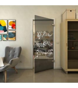 Ganzglastür - Fineprint Model 128 Weiss auf Grauglas