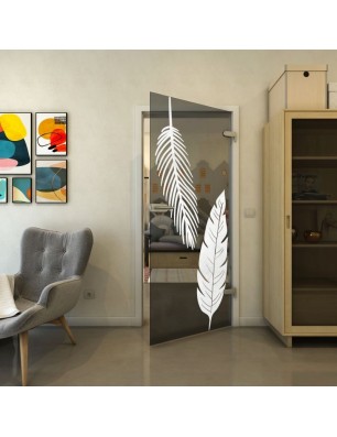 Ganzglastür - Fineprint Model 129 Weiss auf Grauglas