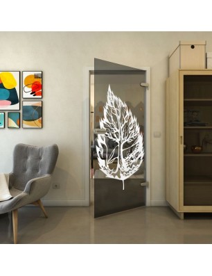 Ganzglastür - Fineprint Model 130 Weiss auf Grauglas