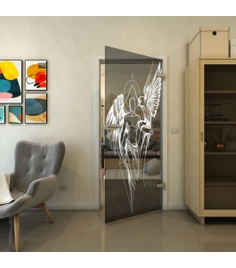 Ganzglastür - Fineprint Model 131 Weiss auf Grauglas