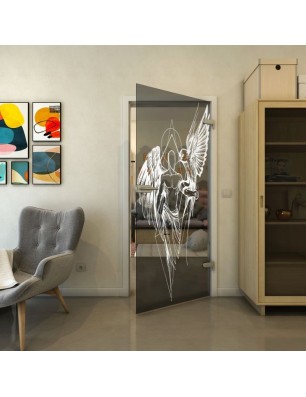 Ganzglastür - Fineprint Model 131 Weiss auf Grauglas