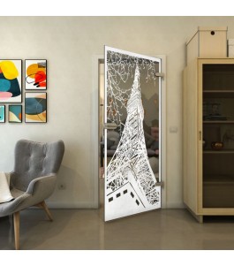 Ganzglastür - Fineprint Model 132 Weiss auf Grauglas