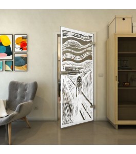 Ganzglastür - Fineprint Model 133 Weiss auf Grauglas