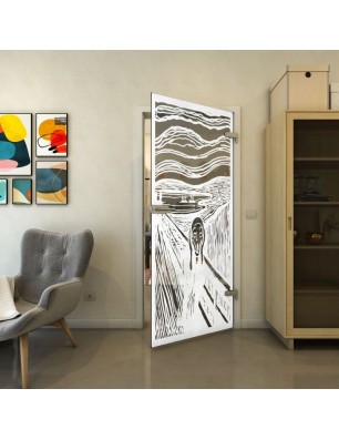 Ganzglastür - Fineprint Model 133 Weiss auf Grauglas