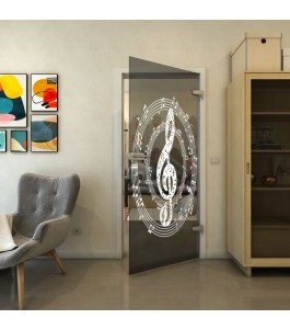 Ganzglastür - Fineprint Model 134 Weiss auf Grauglas