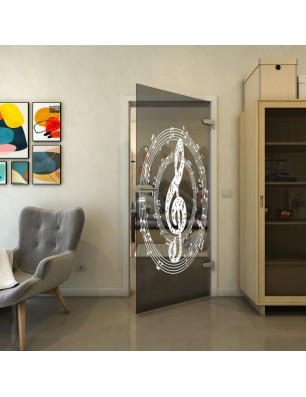 Ganzglastür - Fineprint Model 134 Weiss auf Grauglas