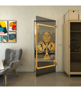 Ganzglastür - Fineprint Model 135 Gold auf Grauglas