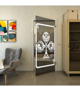 Ganzglastür - Fineprint Model 135 Weiss auf Grauglas