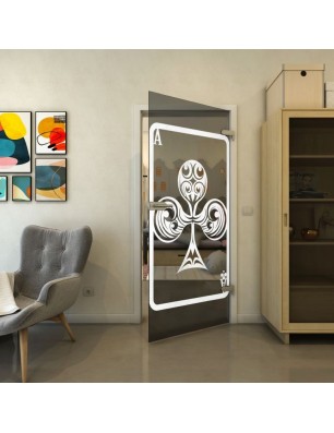 Ganzglastür - Fineprint Model 135 Weiss auf Grauglas