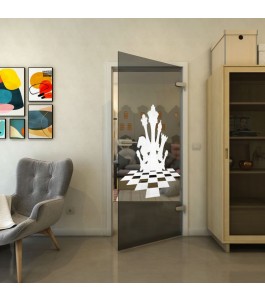 Ganzglastür - Fineprint Model 136 Weiss auf Grauglas