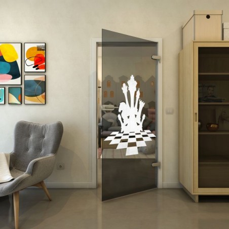 Ganzglastür - Fineprint Model 136 Weiss auf Grauglas