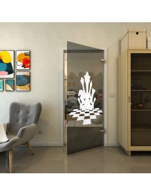 Ganzglastür - Fineprint Model 136 Weiss auf Grauglas