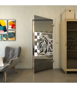 Ganzglastür - Fineprint Model 137 Weiss auf Grauglas