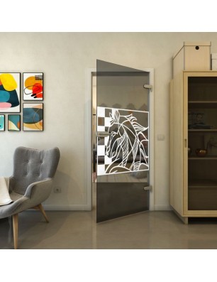 Ganzglastür - Fineprint Model 137 Weiss auf Grauglas