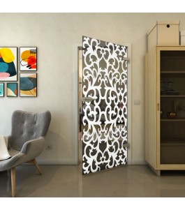 Ganzglastür - Fineprint Model 139 Weiss auf Grauglas