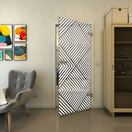 Ganzglastür - Fineprint Model 140 Weiss auf Grauglas