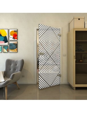 Ganzglastür - Fineprint Model 140 Weiss auf Grauglas