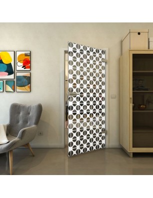 Ganzglastür - Fineprint Model 142 Weiss auf Grauglas