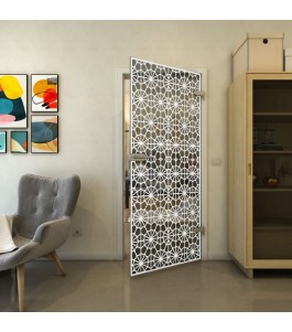 Ganzglastür - Fineprint Model 143 Weiss auf Grauglas