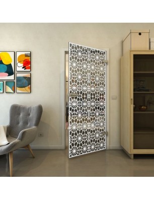 Ganzglastür - Fineprint Model 143 Weiss auf Grauglas