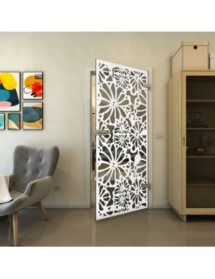 Ganzglastür - Fineprint Model 145 Weiss auf Grauglas