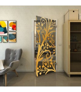 Ganzglastür - Fineprint Model 146 Gold auf Grauglas