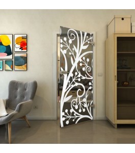 Ganzglastür - Fineprint Model 146 Weiss auf Grauglas