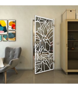 Ganzglastür - Fineprint Model 148 Weiss auf Grauglas