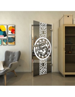 Ganzglastür - Fineprint Model 151 Weiss auf Grauglas