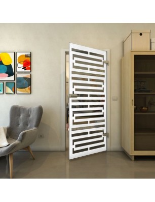 Ganzglastür - Fineprint Model 153 Weiss auf Grauglas