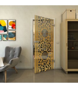 Ganzglastür - Fineprint Model 154 Gold auf Grauglas