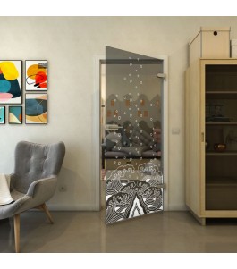 Ganzglastür - Fineprint Model 155 Weiss auf Grauglas