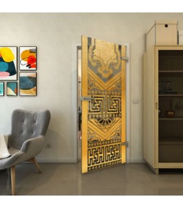 Ganzglastür - Fineprint Model 156 Gold auf Grauglas