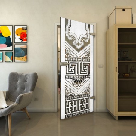 Ganzglastür - Fineprint Model 156 Weiss auf Grauglas