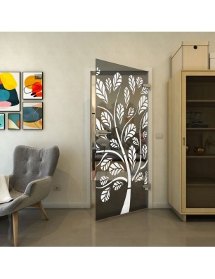 Ganzglastür - Fineprint Model 159 Weiss auf Grauglas