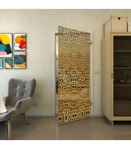 Ganzglastür - Fineprint Model 161 Gold auf Grauglas