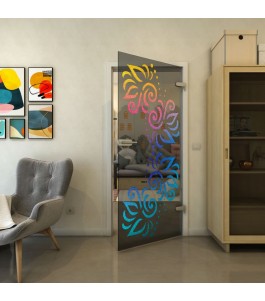 Ganzglastür - Fineprint Model 163 Verlauf auf Grauglas