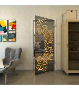 Ganzglastür - Fineprint Model 163 Gold auf Grauglas