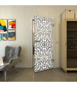 Ganzglastür - Fineprint Model 164 Weiss auf Grauglas