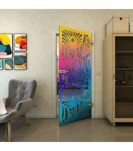 Ganzglastür - Fineprint Model 165 Verlauf auf Grauglas