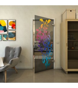 Ganzglastür - Fineprint Model 166 Verlauf auf Grauglas