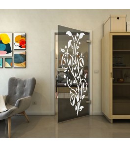 Ganzglastür - Fineprint Model 166 Weiss auf Grauglas