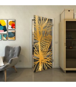 Ganzglastür - Fineprint Model 169 Gold auf Grauglas