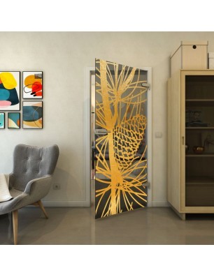 Ganzglastür - Fineprint Model 169 Gold auf Grauglas