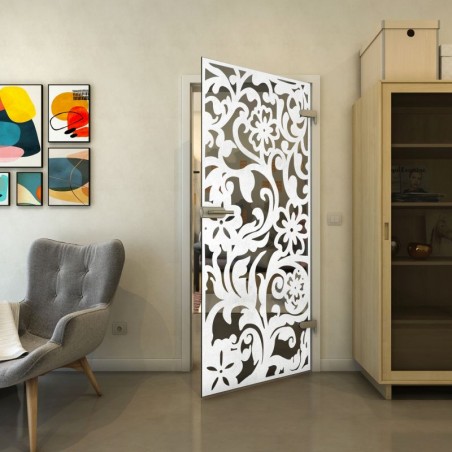 Ganzglastür - Fineprint Model 170 Weiss auf Grauglas